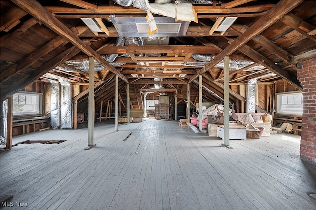 view of unfinished attic