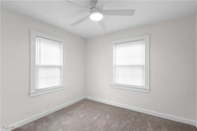 unfurnished room with carpet, baseboards, and a wealth of natural light