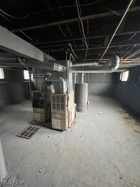 basement with water heater