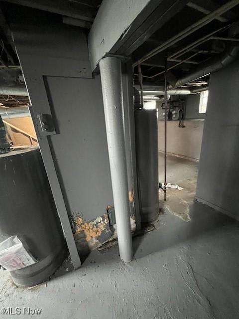 basement with water heater
