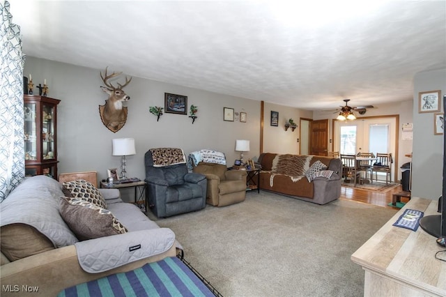 living room featuring carpet