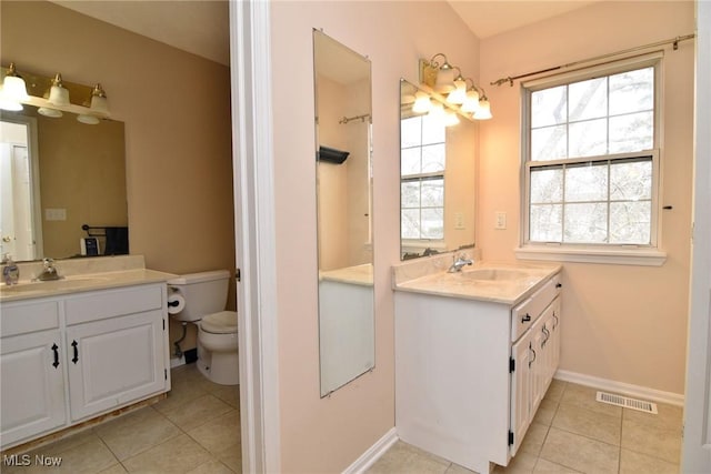 bathroom featuring a healthy amount of sunlight, visible vents, and a sink