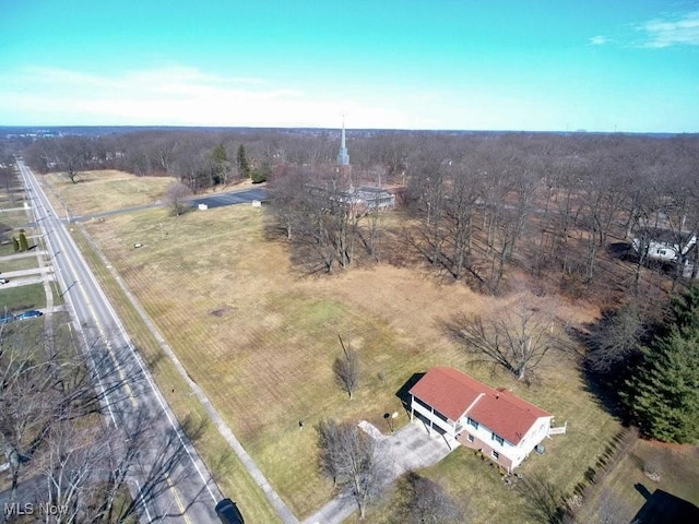 birds eye view of property with a rural view