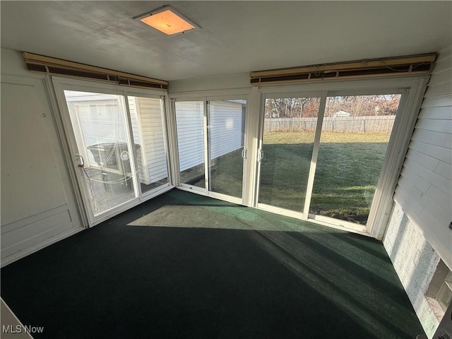 view of unfurnished sunroom