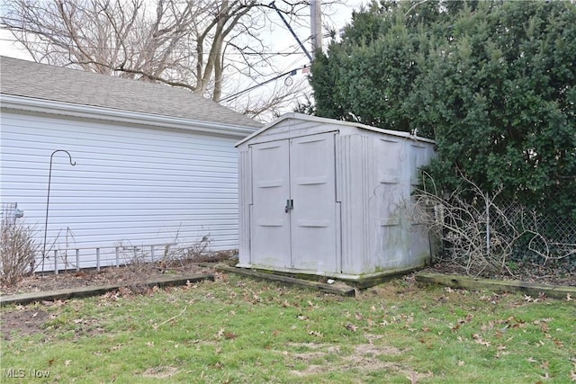 view of shed