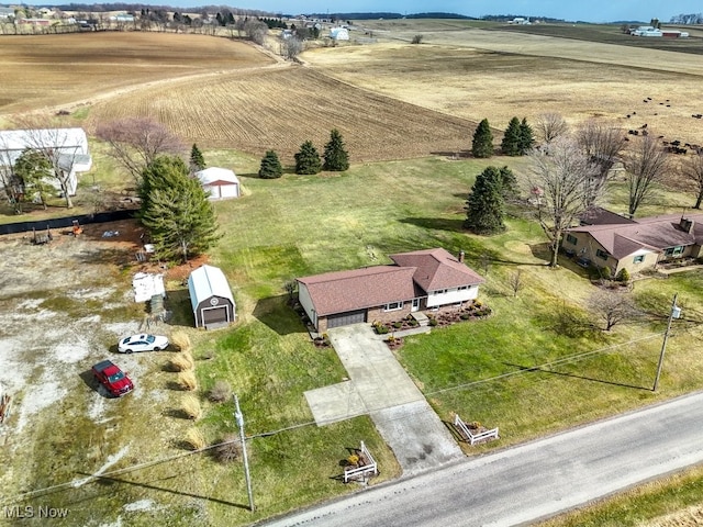 aerial view featuring a rural view