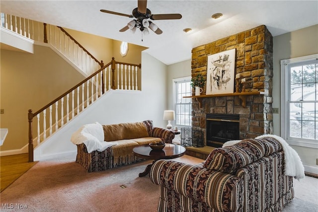 1003 Duncan Ln, Parkersburg, WV 26104 - carpeted living area featuring plenty of natural light, baseboards, and stairway