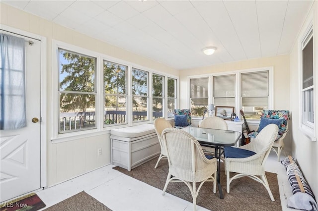 sunroom / solarium with plenty of natural light and radiator