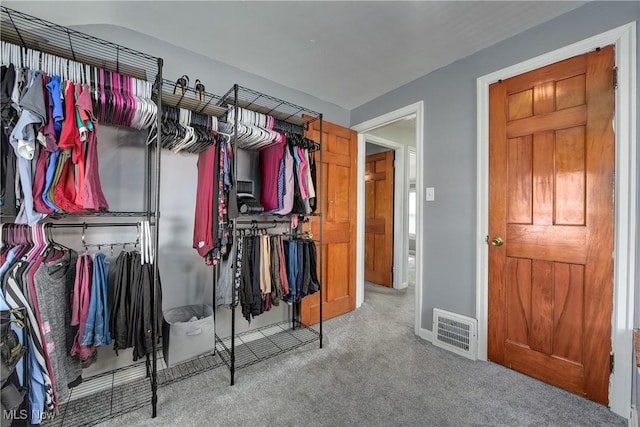 spacious closet with carpet and visible vents