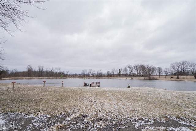 view of yard with a water view