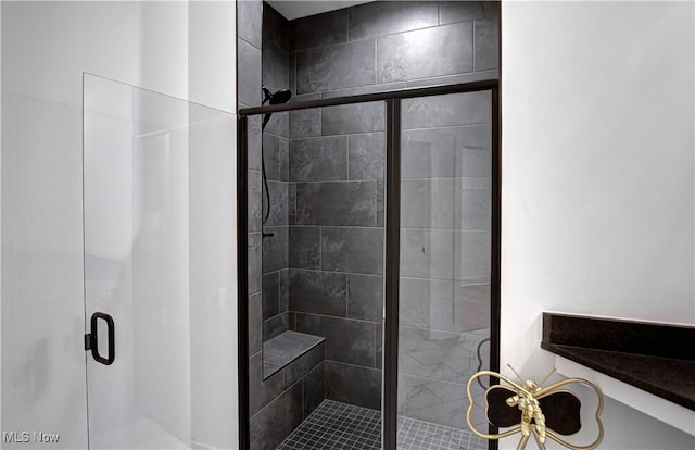 bathroom with a shower stall