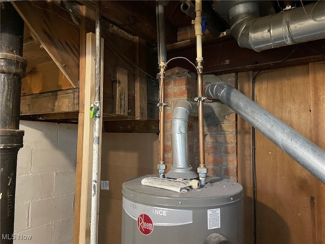 utility room featuring water heater