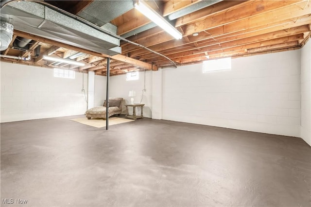 basement with a wealth of natural light