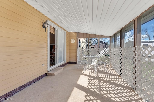 view of unfurnished sunroom