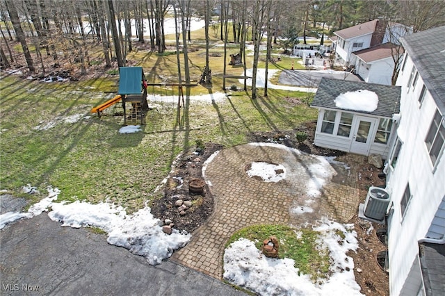 view of yard with a playground