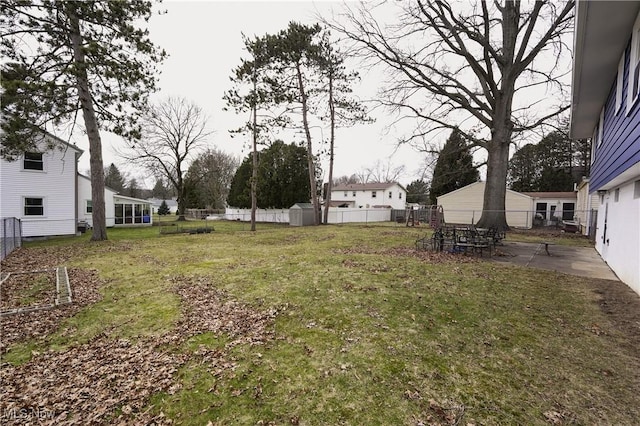 view of yard with a patio area and fence