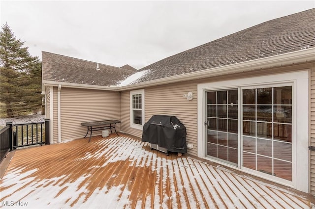 deck featuring area for grilling