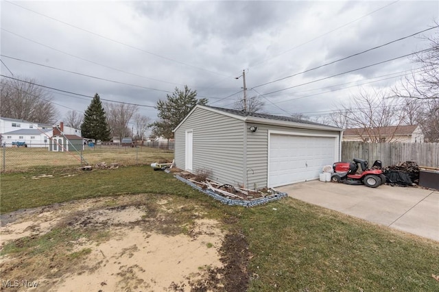 detached garage with fence