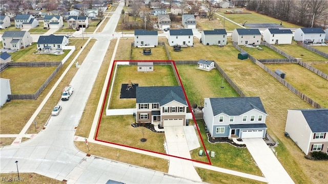 bird's eye view with a residential view