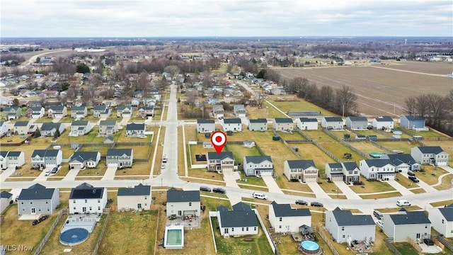 bird's eye view with a residential view