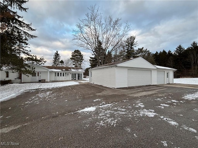 view of detached garage