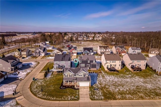 aerial view with a residential view