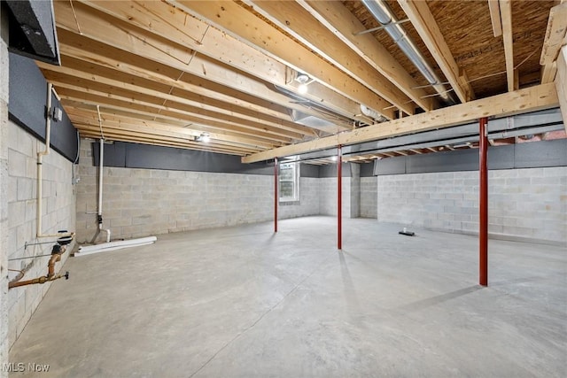 view of unfinished basement