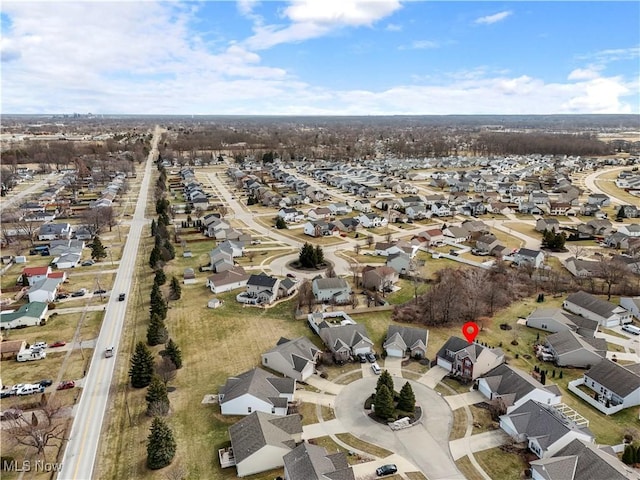 aerial view with a residential view