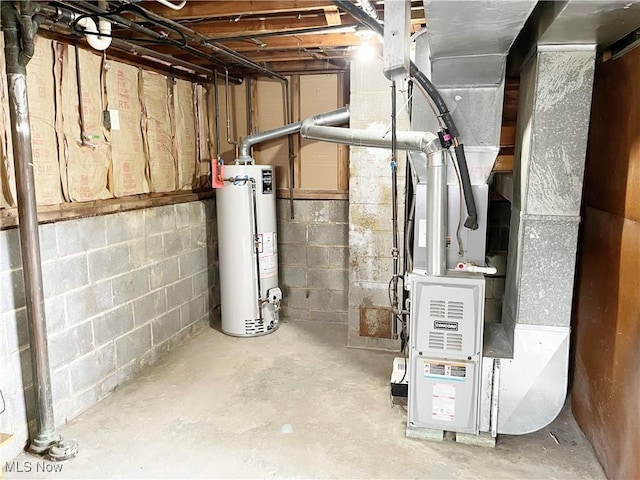 utilities with water heater and heating unit