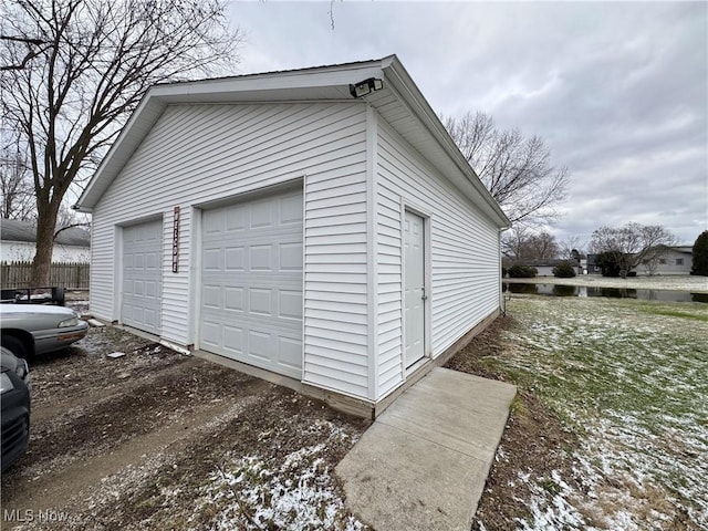 view of detached garage