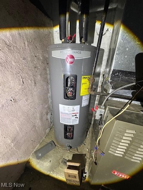 utility room featuring electric water heater