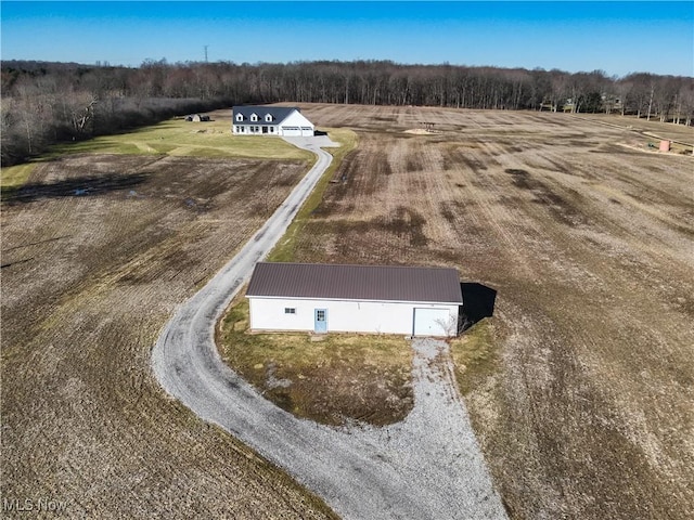 aerial view with a rural view