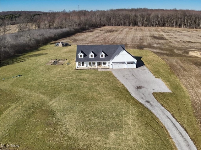 aerial view featuring a rural view