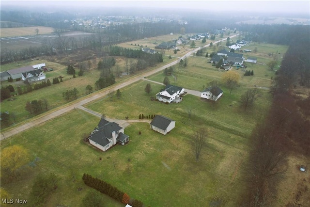 bird's eye view featuring a rural view