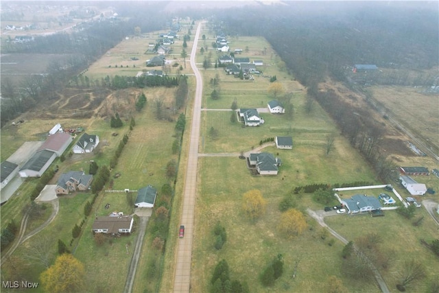 aerial view featuring a rural view