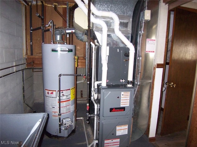 utility room featuring gas water heater