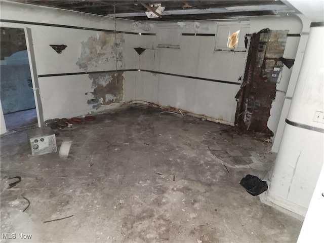 view of unfinished basement