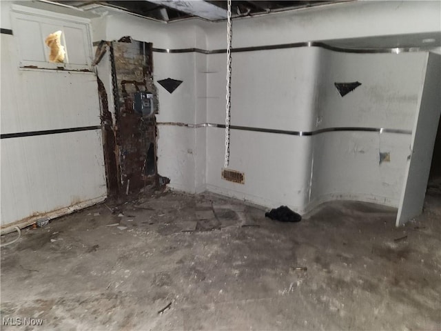 view of unfinished basement