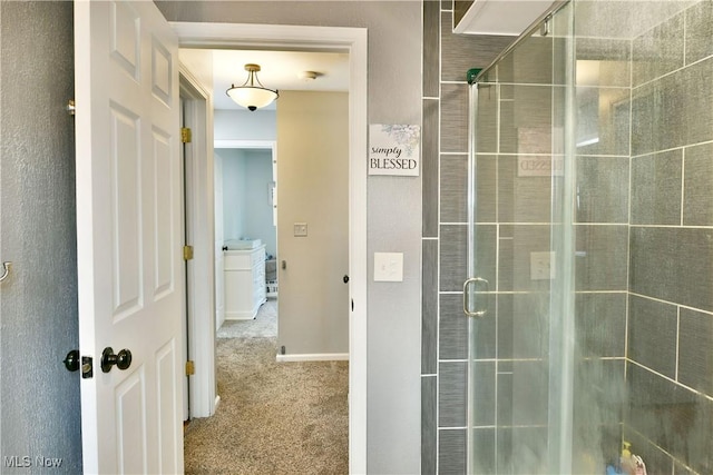 full bathroom featuring a shower stall