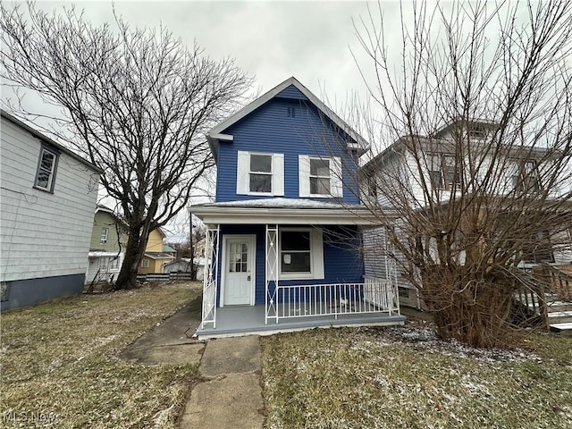 view of front of home featuring covered porch