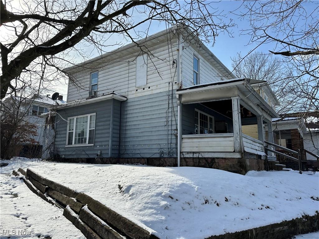 view of snow covered exterior