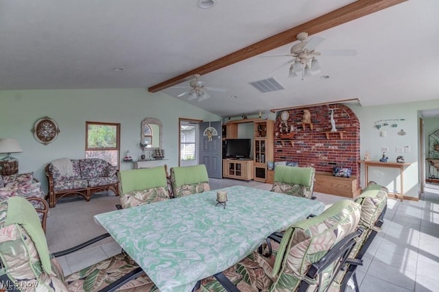 382 E Mohawk Dr, Malvern, OH 44644 - tiled dining room featuring a ceiling fan