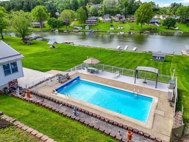 382 E Mohawk Dr, Malvern, OH 44644 - view of swimming pool featuring a water view, a patio, and a gazebo
