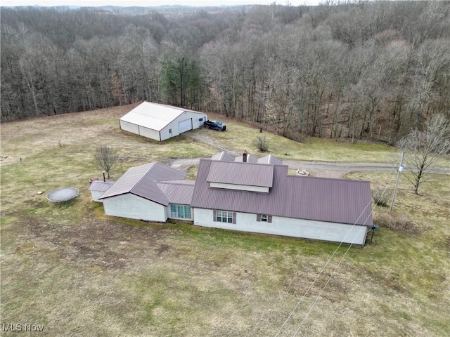 aerial view featuring a forest view