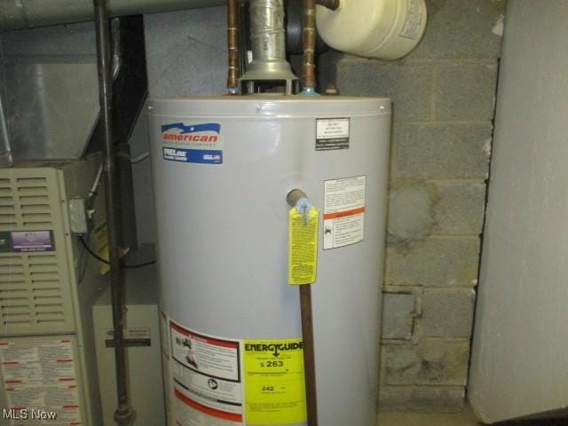 utility room featuring water heater