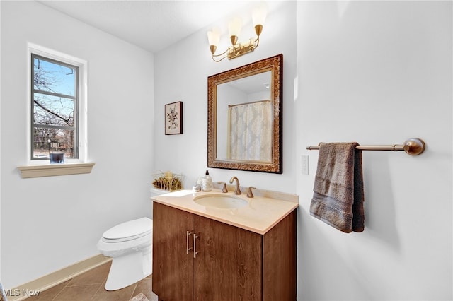 full bath featuring tile patterned flooring, toilet, and vanity