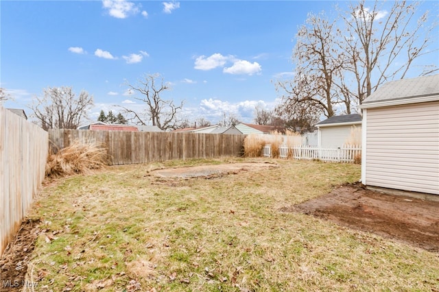 view of yard featuring a fenced backyard