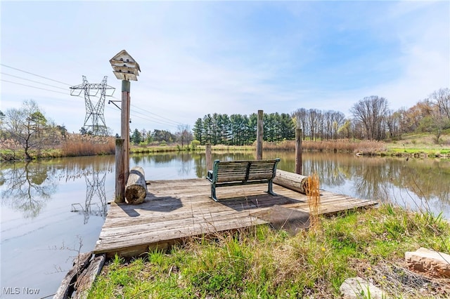 view of dock featuring a water view