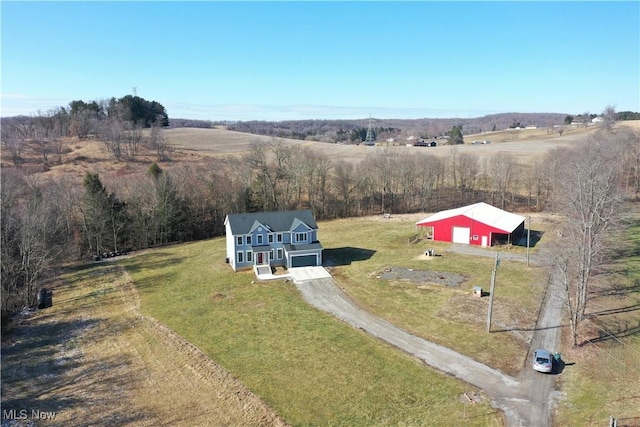 aerial view with a rural view