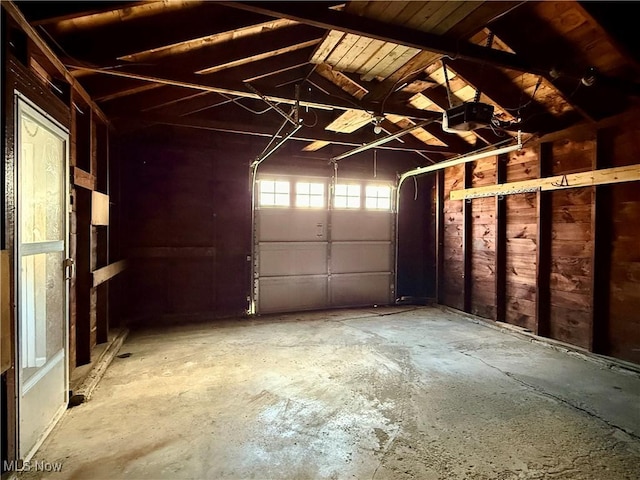 garage with a garage door opener